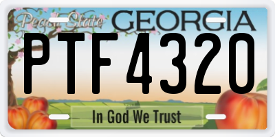 GA license plate PTF4320
