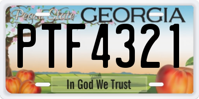 GA license plate PTF4321