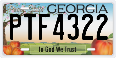 GA license plate PTF4322