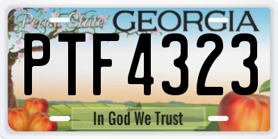 GA license plate PTF4323