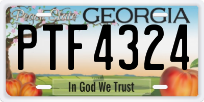 GA license plate PTF4324