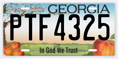 GA license plate PTF4325