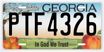 GA license plate PTF4326