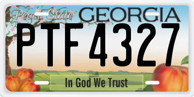 GA license plate PTF4327