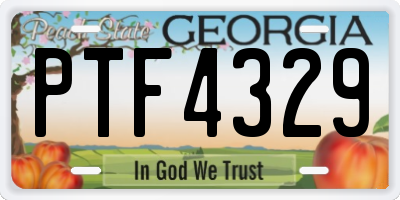 GA license plate PTF4329