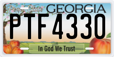 GA license plate PTF4330