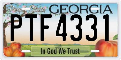 GA license plate PTF4331