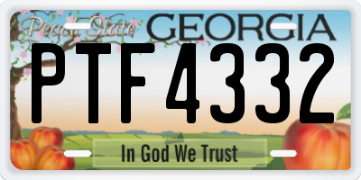 GA license plate PTF4332