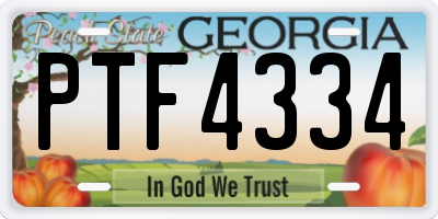GA license plate PTF4334