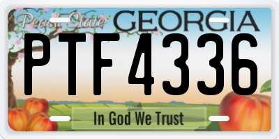 GA license plate PTF4336