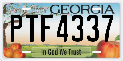 GA license plate PTF4337