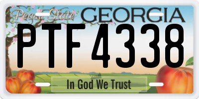 GA license plate PTF4338