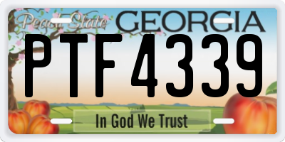 GA license plate PTF4339