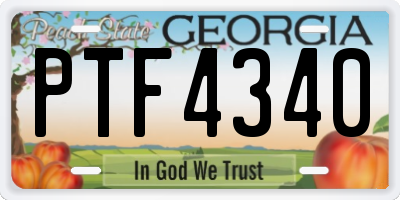 GA license plate PTF4340