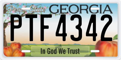 GA license plate PTF4342