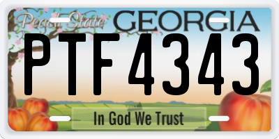 GA license plate PTF4343