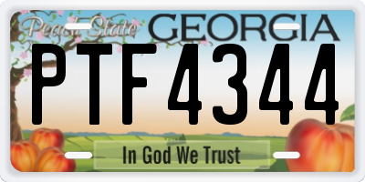 GA license plate PTF4344