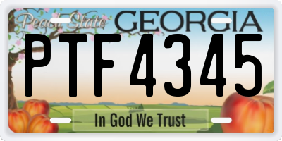 GA license plate PTF4345