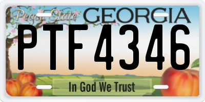 GA license plate PTF4346