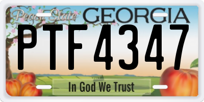 GA license plate PTF4347