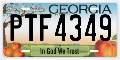 GA license plate PTF4349
