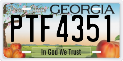 GA license plate PTF4351
