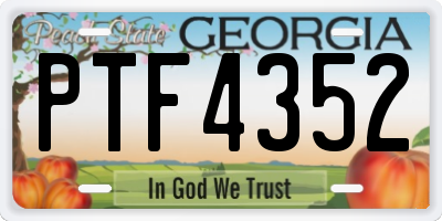 GA license plate PTF4352