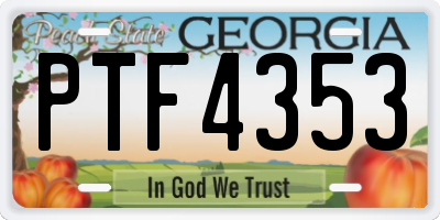 GA license plate PTF4353