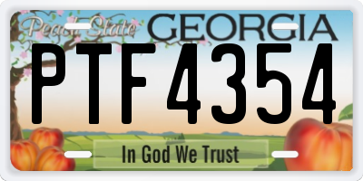 GA license plate PTF4354