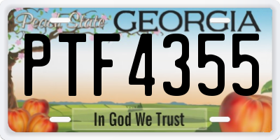 GA license plate PTF4355
