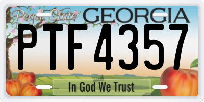 GA license plate PTF4357
