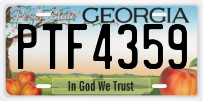 GA license plate PTF4359
