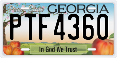 GA license plate PTF4360