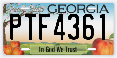 GA license plate PTF4361