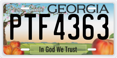 GA license plate PTF4363