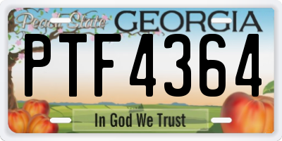 GA license plate PTF4364