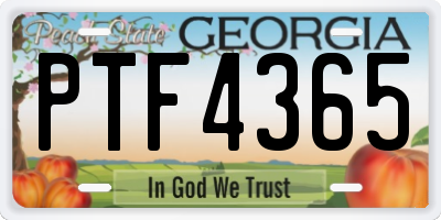 GA license plate PTF4365