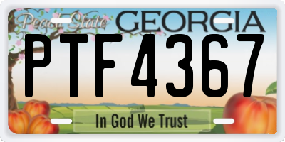 GA license plate PTF4367