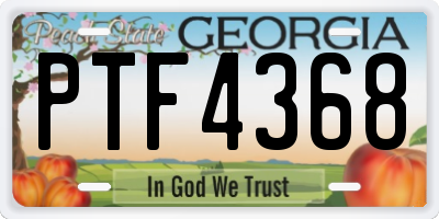 GA license plate PTF4368