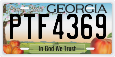 GA license plate PTF4369