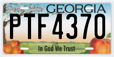 GA license plate PTF4370