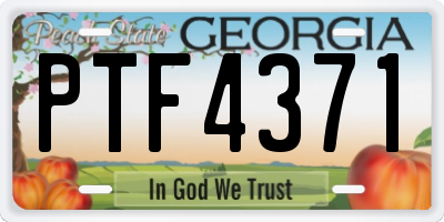 GA license plate PTF4371