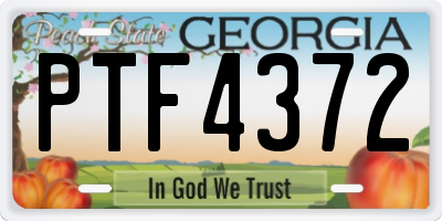 GA license plate PTF4372