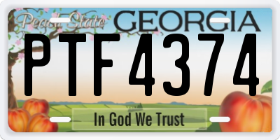 GA license plate PTF4374