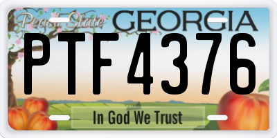 GA license plate PTF4376