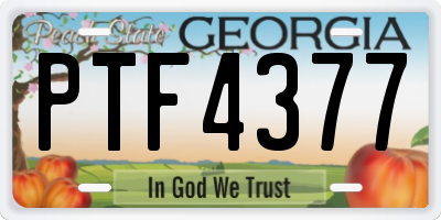 GA license plate PTF4377