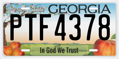 GA license plate PTF4378