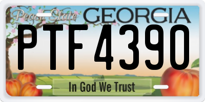 GA license plate PTF4390