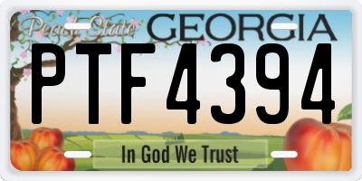 GA license plate PTF4394