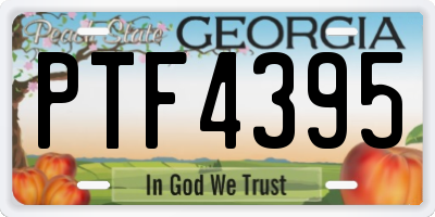 GA license plate PTF4395
